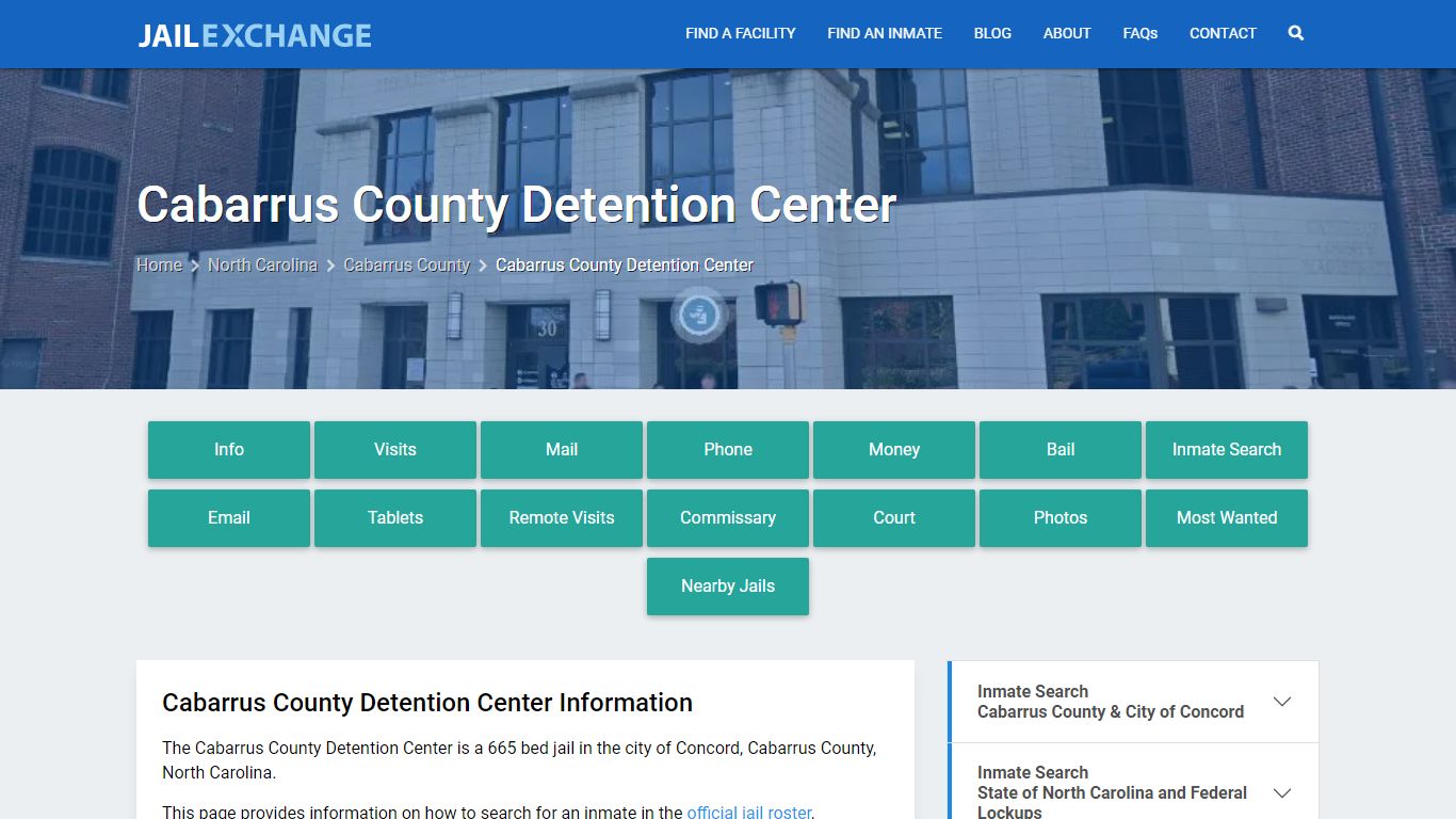 Cabarrus County Detention Center, NC Inmate Search, Information